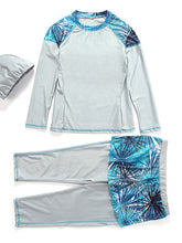 Women's Swimwear Three Piece Rash Guard Diving Plus Size Swimsuit Splice for Big Busts Color Block Black Gray Dusty Blue T shirt Tee Scoop Neck Bathing Suits Sports Vacation Fashion / New